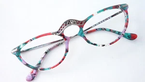Brille Gestell Rarität bunt frech Robert Rüdger 0790 Cateye hochwertig Grösse M - Picture 1 of 4