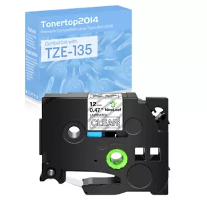 White on Clear TZ 135 TZe 135 Tape For Brother 12mm PT-D210 Label Maker 1 Pack - Bild 1 von 13
