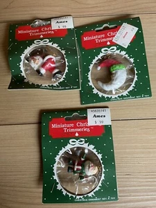 3 VINTAGE Bradford - Miniature Christmas Trimmeries / Ornaments - SEALED/New - Picture 1 of 7