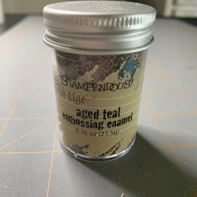Stampendous- Embossing Powder Frantage Aged TEAL Embossing Enamel .76 oz Jar - Image 1 of 4