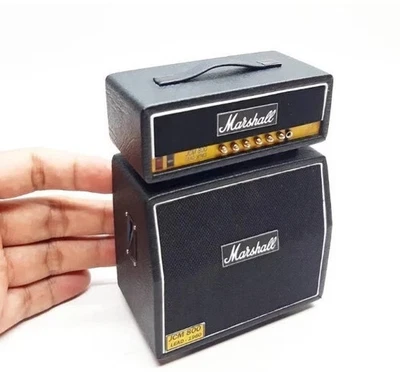Miniature Marshall Style Amp 2 stack Set Black 1:12 Scale Music Display Gift - Image 1 of 4