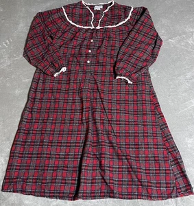 Camisón Lanz of Salzburg para mujer pequeño rojo tartán franela cuadros modesta casa de campo - Imagen 1 de 7
