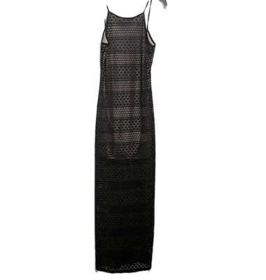 Vestido Poetry Mujer Talla Pequeña Negro Crochet Maxi Tank Bodycon Nuevo Foto 1 de 4