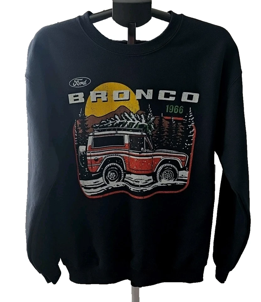 Sudadera Ford Bronco 1966 Árbol de Navidad Hombre Mediana Negra Pullover Oficial Foto 1 de 4