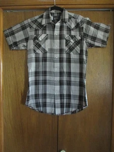 Vintage Panhandle Slim S/S Western Shirt Size 15.5 Plaid Pearl Snap Made in USA - Picture 1 of 6