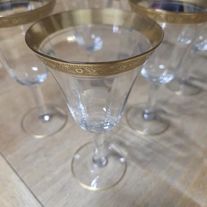 Tiffin Franziskaner Minton Goldrand Kristall Wasserkelch 7" Optik 6er Set - Bild 1 von 22
