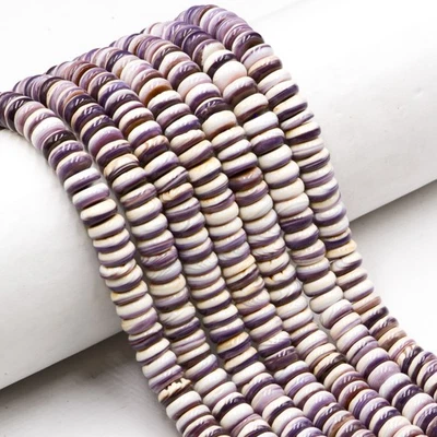 Натуральный фиолетовый вампум Quahog оболочка Rondelle диски бисер размер 3 x 8 мм 15,5» бусы - Изображение 1 из 3