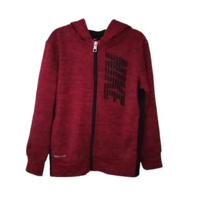 Nike DRI-FIT Kids Boys L 7 Red Black Hoodie Full Zip Jacket 6-7 Years Spellout - Picture 1 of 5