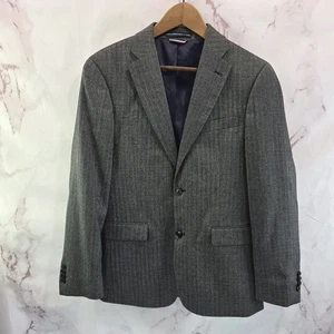 Tommy Hilfiger Blazer Mens 36 S Gray Striped Sport Coat Suit Jacket Stretchy - Picture 1 of 12