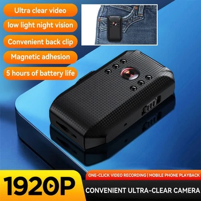 Mini Body Camera Video Recorder Night Vision HD 1920P 5 Hour Wearable Police Cam - Image 1 of 4