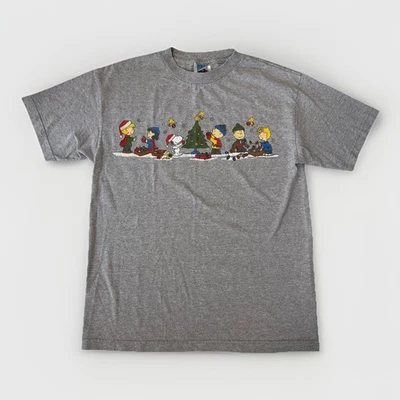 Vintage Charlie Brown T-Shirt Gray Christmas Peanuts Y2K Nostalgia Men’s Size M - Image 1 of 4