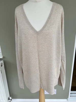 M&S V NECK NATURAL MIX JUMPER SIZE 18 NEW NO TAGS - Image 1 of 2