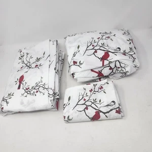 Vermont Country Store Red Cardinals Std Pillowcase TWIN fitted Flat Sheet 3 Pc - Picture 1 of 7
