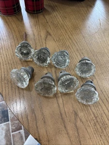 Antico pomello per porta vittoriano in vetro cristallo 12 punti set di 4 paia. 8 totali - Foto 1 di 6