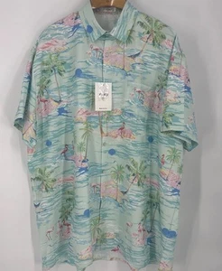 Kyku Mens Hawaiian Shirt 4XL All Over Flamingo Tropical Print Performance Fabric - Picture 1 of 10