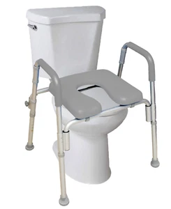 Ultimate™ Raised Toilet Seat Bedside Handles Padded Arms Height Adjustable Gray - Picture 1 of 5