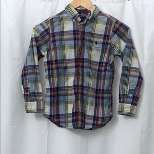 Boys Ralph Lauren Plaid Long Sleeve Button Down Shirt Size 7 EUC - Picture 1 of 7