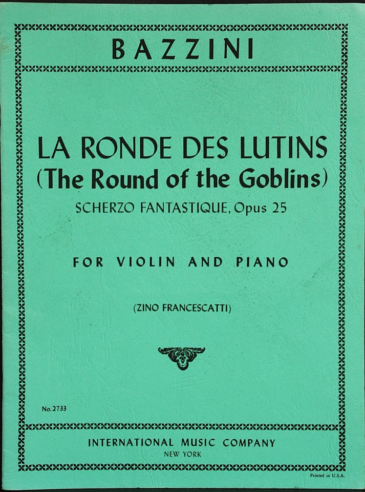 Bazzini La Ronde Des Lutins.(the Round of the Goblins) for violin and piano - Image 1 of 1
