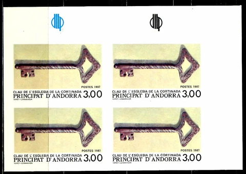 Andorra Not Indented Yvert 365 Key Of L'Church 1987 Bloc Of 4 Value 62 E Cover