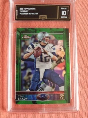 Tom Brady 2015 Topps Chrome #50 Green Refractor - GMA GEM MINT! - Image 1 of 2
