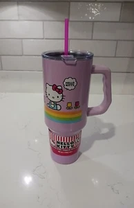 Hello Kitty 40oz Stainless Steel Tumbler W/Handle & Straw Pink NEW - Picture 1 of 4