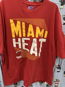 Miami Heat T Shirt Mens XXL Red White Flames Basketball NBA Vintage Yellow Rare - Picture 1 of 6