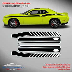 Dodge Challenger LONG Side Stripes Decals 1 color 2011 - 2018 - Picture 1 of 6