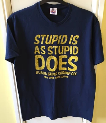 Bubba Gump "Stupid Is" Navy T Shirt Forrest Gump Cotton Large - Image 1 of 4