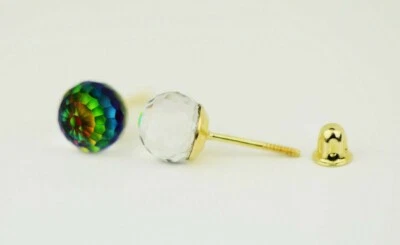 Pendientes Tornasol Redondos Oro Amarillo 14k Tornillo Trasero Hechos en México Foto 1 de 4