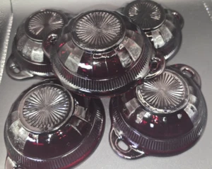 Vintage Ruby Red Dessert Dishes lot of 5 - Picture 1 of 9