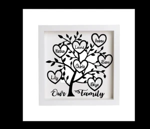 Calcomanía/pegatina de vinilo para marco de cinta personalizado árbol genealógico del corazón nombres hágalo usted mismo - Imagen 1 de 3