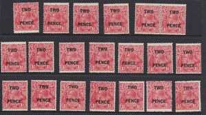 c.1930 KGV Australia TWO PENCE Black Surcharge 1 1/2d Red 20 Singles MNH MH *** - Picture 1 of 1