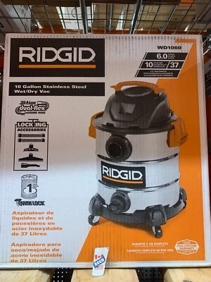RIDGID CANADA 37.5L (10 gal.) 6.0 Peak HP Stainless Steel Wet Dry Vacuum 120 V - Image 1 of 4