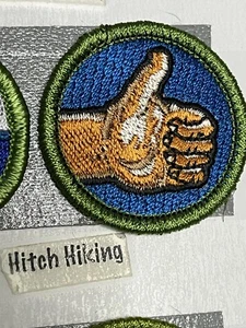 HITCH HIKING HIKER FUN MERIT BADGE PATCH BOY SCOUT PATCH FUNNY SPOOF BS - Picture 1 of 1