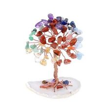 Healing Crystal Stone Tree Wire Wrap Natural Agate Slice Base Home Office Decor