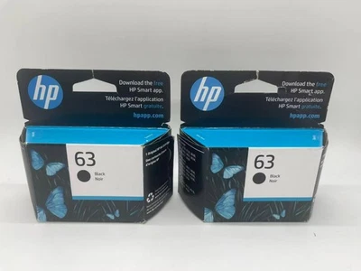 2 件装惠普 63 黑色原装墨盒有效期至 2026 年 9 月+ — 第 1/2 张图片