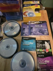 Huge Lot Of New DVD-RW/R/MINI DVD-RW w/ Cases & Sleeves - Picture 1 of 8