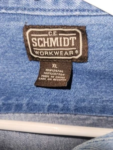 Schmidt Denim Shirt XL Long Sleeves Button Down Pocket Outdoor Workwear Grunge - Picture 1 of 5