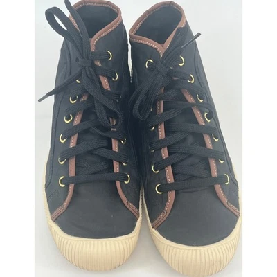 Tenis informales con cordones de lona de caña alta de paladio negros para mujer 9 Foto 1 de 4