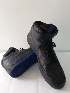 NIKE AIR FORCE 1 MID BLACK OLD ROYAL BLUE UK SIZE 12-EXC COND - Picture 1 of 17