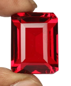 87.50 Ct. Blood Red Topaz Emerald Cut Faceted Loose Gemstone for Birthday Gifts - Picture 1 of 6