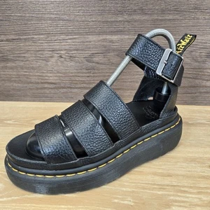 Dr Martens Clarissa II Quad Black Leather Gladiator Sandals Uk 5 Chunky Platform - Picture 1 of 23