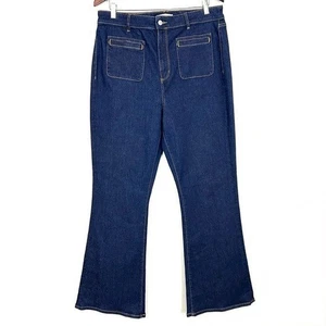LOFT The Slim Jeans évasé femme taille 14 poches patch délavées foncées denim stretch - Photo 1/10