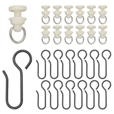 100Sets Curtain Track Glider Pulley Curtain Track Rollers with Hooks,White/Black - Image 1 of 4