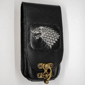 Cuero Stark Lobo Móvil Teléfono Celular Bolsa Cinturón Bucle Soporte Motero Larp - Imagen 1 de 5