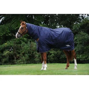 Saxon Defiant 600D Combo Neck Heavy Horse Turnout Rug - Navy/White - Picture 1 of 2