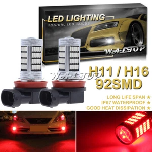 2pc 92SMD H11 H16 Red Projector LED Fog Lights for RAM 1500 High Power Upgrade - Picture 1 of 11