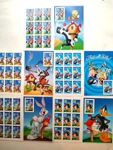 Complete set of 5 Looney Toons Stamp Sheets MNH Porky Tweety Bugs Wiley Daffy - Picture 1 of 1
