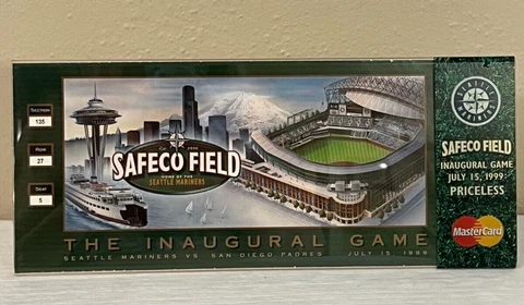 Safeco Field Inaugural Game Oversized Ticket 7/15/99 Souvenir Seattle Mariners Cover