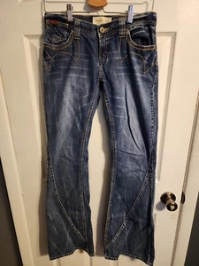 Vintage Y2k Pepe Jeans London Flared Low Rise Stickerei mit Taschen Damen Gr. 2 - Bild 1 von 7